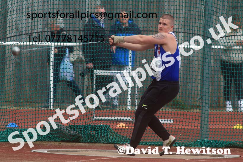 Mens Under-20s hammer, 2024 Northern Senior and Under-20s Track and Field Champs, Middlesbrough.  Photo: David T. Hewitson/Sports for All Pics